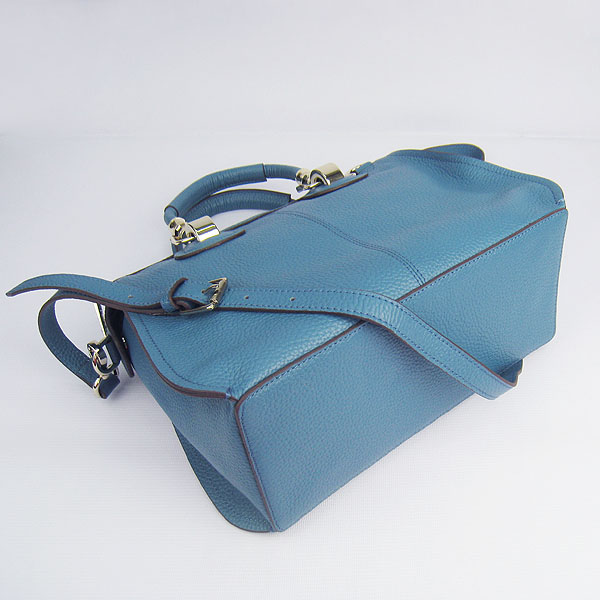 Replica Hermes New Arrival Double-duty leather handbag Blue 60669 - Click Image to Close